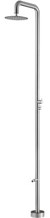 Mice - Columna de Ducha Exterior, Ideal para Jardines, Piscinas, SPA Fabricada en Acero Inoxidable S316, Monofluido, Agua Fria Color Acero Cepillado