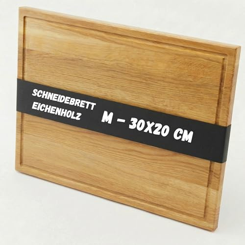 ASTREIN® Schneidebrett Eiche – Massives Holzbrett 30×20 cm – Hochwertiges Küchenbrett aus Eichenholz – Robust, langlebig & messerschonend – Ideal als Schneide‑ & Servierbrett (M | 30x20 cm)