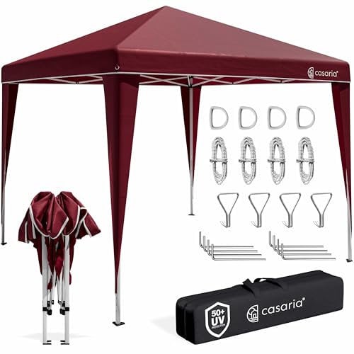 CASARIA® Pavillon Pop-Up 3x3m UV-Schutz 50+ Wasserdicht Winterfest mit Tasche Faltbar Stabil Camping Garten Faltpavillon Partyzelt Rot