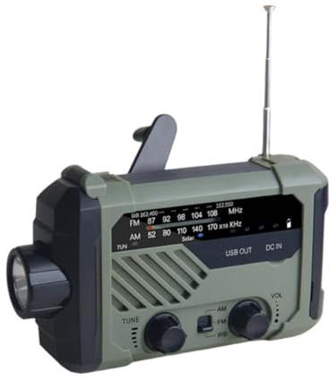 Koolenry Multi-Function Solar Emergency Radio with AM/FM Bands Large Flashlight Hand-Crank Generator Portable Cell Phone Charger SOS Alarm