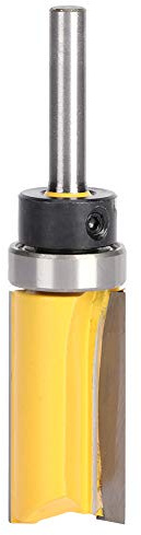 1 / 4 Inch Shank Flush Trim Router Bit | Carbon Steel Wood Trimming Tool for Cabinets / Doors / Slots | 6x19x38mm Straight Milling Cutter