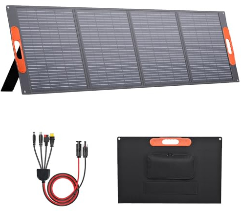 LUMIVO 200W Solarpanel Faltbar,18V Monokristallinen Solarmodul,Wasserdichte ETFE-Oberfläche (IP67),Umwandlungsrate Von 24% Inkl.4-in-1-MC4s-Adapterkabel Ideal Für Wohnmobile,Outdoor,Camping