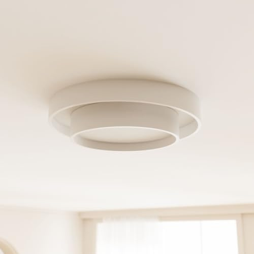 LUMIÈRE Design Deckenleuchte 'Aurelia' LED warmweiß 2700 K nicht dimmbar CRI 92 hohe Helligkeit 3420 Lumen Designerlampe modern Aluminium Deckenlampe Weiß 50cm