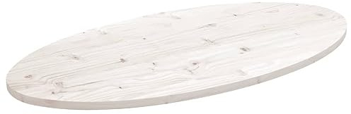 Frdhee Desktop-Computerständer,Tischplatte Weiß 90x45x2,5 cm Massivholz Kiefer Oval,Höhenverstellbarer Couchtisch für Kleine Räume, Küche