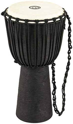 Meinl Percussion Rope River Djembe - Große Handtrommel - Mit Ziegenfell - Durchmesser 12 Zoll - Mahagoni, Schwarz (HDJ3-L)