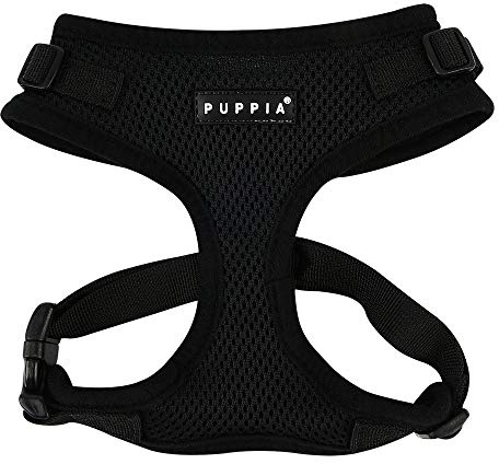 Puppia Ritefit Dog Harness small dog and medium dog harness - Adjustable and Super soft in many colours - Also usable as Puppy Harness - Anti Pull Dog Lead, Black, XL
