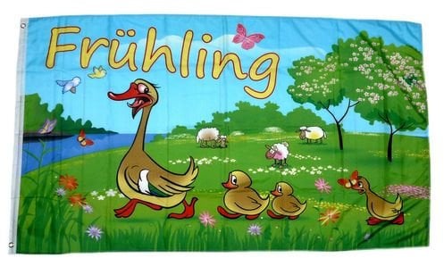 Fahne/Flagge Frühling Enten 90 x 150 cm