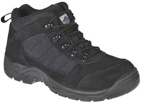 Portwest FT63 Steelite Trouper Boot Steel Toe Cap Rubber Outsole Breathable | Black, 5, S1P EN ISO 20345, CE Certified, UKCA Marked, Suede and Textile Upper, Anti-Static Footwear, Slip Water Resistant