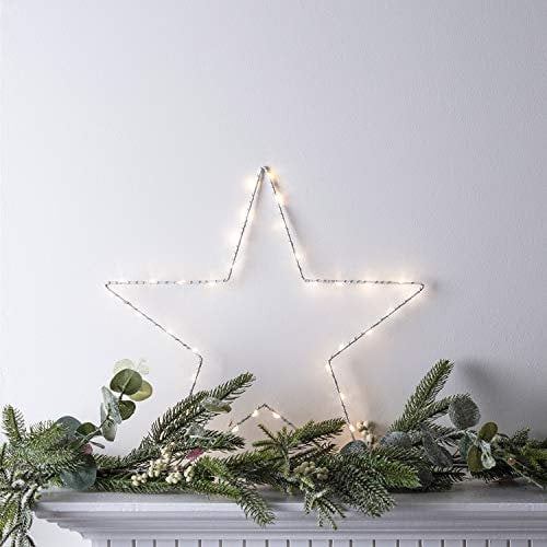 Lights4fun Christmas Indoor Light Up Star Window Decoration with 40 Warm White LEDs Battery Operated Timer 35cm