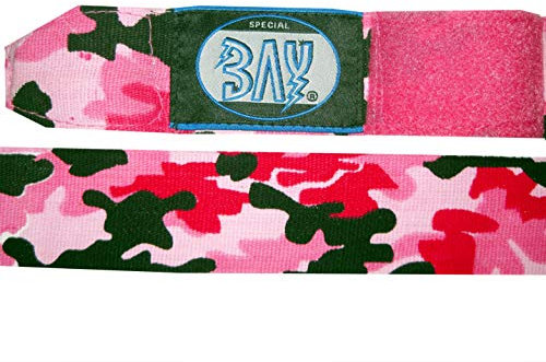 BAY® Camouflage Boxbandagen Box-Bandagen - PINK rot schwarz - Hand Wraps elastisch Elastik 250 cm 2,5 m Handbandagen Faustbandagen Kickboxen Boxen MMA Muay Thai Thaiboxen Camou, Camo
