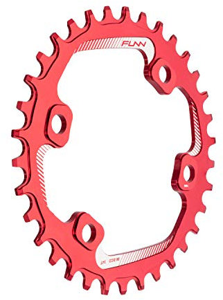 Funn Solo Plato Estrecho Ancho para Cadena de 9 10 11 12 Velocidades, Compatible con Bielas de Interfaz BCD Asimétrica de 96mm, Plato de Cadena de Velocidad Única9-12 (34 Dientes, Rojo)