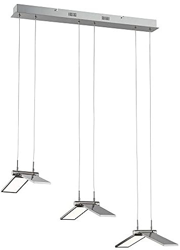 WOFI Exklusive 3-flammige LED Pendelleuchte in Nickel matt Länge 70,5 cm - Pendelkörper ein- und ausklapp
