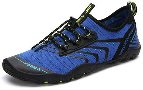 SAGUARO Badeschuhe Damen Herren Wasserschuhe Schwimmschuhe Schnelltrocken Aquaschuhe Strandschuhe Leicht Neoprenschuhe Surfschuhe rutschfeste Tauchschuhe Wassersportschuhe Blau B Gr.41 EU