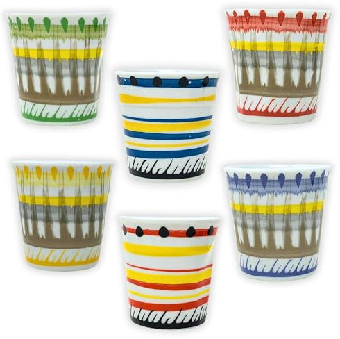 NAMAI - Set 6 Tazzine Caffe - Porcellana - Adatte in Lavastoviglie e Microonde - 50 ML - Tazzine Caffe Particolari - Set Tazzine Caffè - Tazzine da Caffe Particolari - Tazze Caffe(Puglia 3)