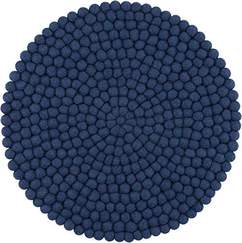 myfelt Filzkugel Sitzauflage Stuhlauflage - Alva - rund, Ø 36 cm, Dunkelblau