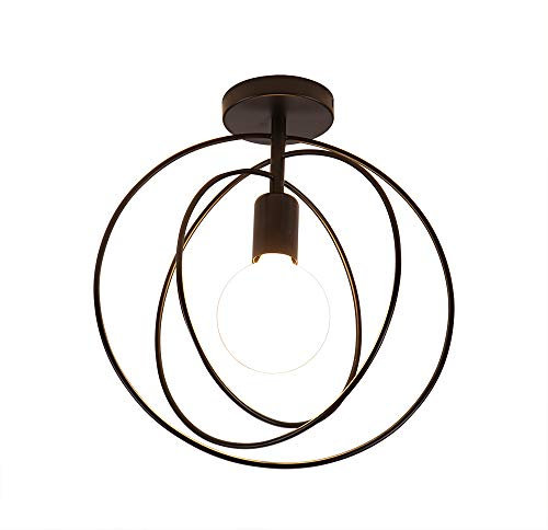 Artpad Loft Led Deckenleuchte Eisenkäfig Schwarz Rund 360° drehbare Deckenleuchte Nordische Metallleuchte für Küche Schlafzimme(Glühbirne nicht enthalten)