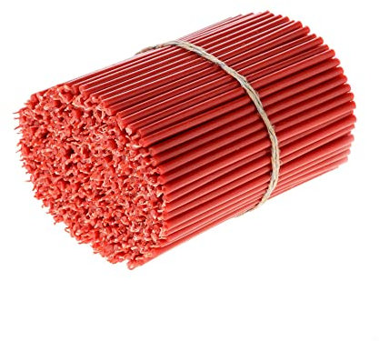 Danilovo Ritual Bienenwachs Kerzen (Rot) - Orthodoxe Kerzen für Gebet Tischdeko Hochzeit - Ungiftig, Ruß - Tropffrei, Lang, Nachhaltige Produkte, N80, Höhe: 18,5 cm, Ø 6,1 mm (50 stück)