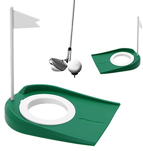 SOONHUA Golf Putting Mat Indoor,Estera de Golf de Interior/Taza de Práctica de Putting Green Golf Hoyos de Entrenamiento de Hoyos de Práctica Práctica de Plástico Poner en Interiores Y Exteriores