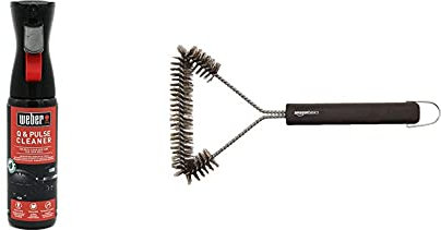 Weber Q & Pulse Cleaner, Black & Amazon Basics 12-Inch 3-Sided Grill Brush