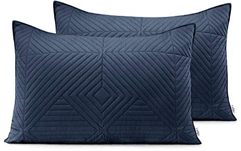 AmeliaHome 2 Kissenbezüge 50X70 cm anthrazit Flieder Kissenhüllen Set Ultrasonic Steppung Polyester Softa