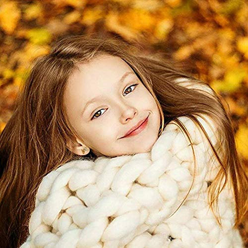 Blanket Strickdecke,Gestrickte Decke Handgefertigt, Grobe Strickdecke Wolle Garn Super Große Handgewebte, Yoga Matte Teppich Für Schlafzimmer, Wohnzimmer,Beige,80 * 80cm