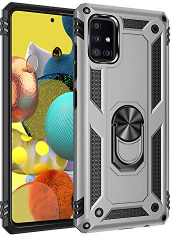 BestST Coque pour Samsung Galaxy A51 5G + 9D Verre trempé, Silicone Souple et PC Dur Coque [Slim Armor] Protection Résistante, Anti-Choc, Anti-Rayure, Etui Housse avec Support Kickstand