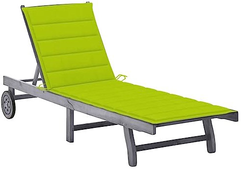 vidaXL Sonnenliege mit Auflage Grau Akazie Massivholz