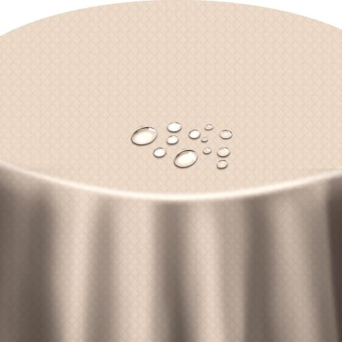 Wachstuch Wachstischdecke Tischdecke Größe wählbar Diamant Beige Rund 130 cm abwaschbare Gartentischdecke