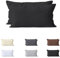Hometex Premium Textiles 2-er Set Kissenhülle Baumwolle Jersey | Doppelpack Kissenbezüge ca. 160 g/m² | Oeko-TEX®Standard 100 Kissen-Bezug mit Reißverschluss | 40x80 cm Schwarz