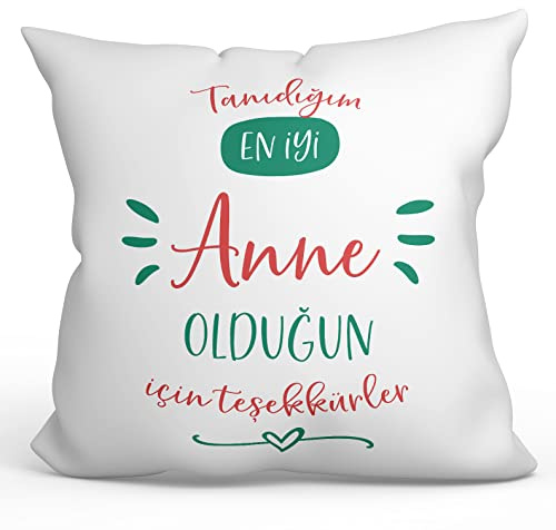 Mugffins Kissen mit Füllung mit Spruch für Mutter/Mama - Auf Türkisch - en IYI Aile teşekkür ederim - 40 x 40 cm - originelles und lustiges Geschenk