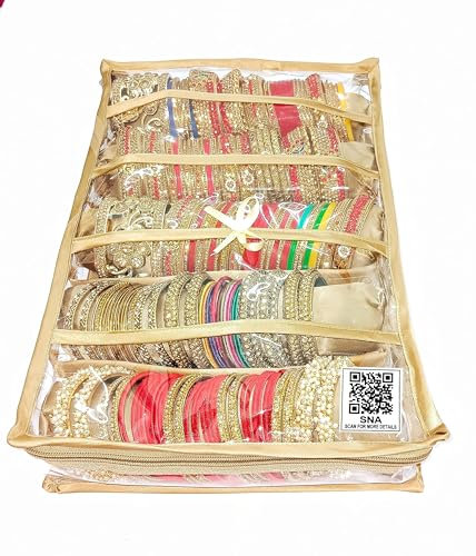 SNA 5 rola satin Bangle churi vanity Vanity Multipurpose Cosmetic Pouch Jewellery Make up Organiser Necklace Pouch Traveling Kit for Women and Girls