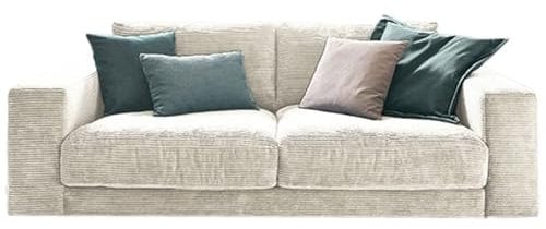 KAWOLA Big Sofa 'Madeline' 2-Sitzer, Couch Cremeweiß Gepolstert, Megasofa, Relaxsofa für Wohnzimmer, Moderne Couch 230x85x127 cm