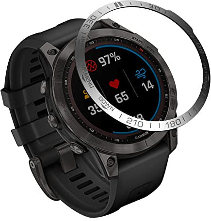 REYDA Uhrenlünette Kompatibel für Garmin Fenix 7 Lünettenring, Edelstahl Lünette Ring Kleberabdeckung Kratzfester Schutz Metall Bezel Ring Styling Kreis Uhrenlünette Schutzring für Garmin Fenix 7