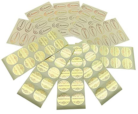 WYAN 100 Stück Siegelaufkleber,Transparent Umschlag Aufkleber,Gold-Aufkleber,Einladungsaufkleber für Hochzeit Gastgeschenke Taufe Kommunion