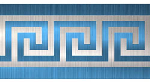 Funlife 1 Rolle Selbstklebende Bordüre, Tapetenbordüre Selbstklebend Wandtatoo in Griechischem Stil, Wandbordüre Klebefolie für Bad Spiegel Küche Fliesen, wasserdichte Raumdekoration, 10x200cm, Blau