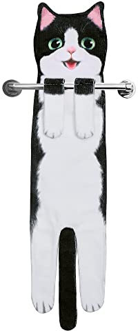 AGRIMONY Cat Funny Hand Towels - Cute Bathroom Kitchen Towels Cat Decor Decorative Hanging Towels Super Absorbent Soft-Valentine Christmas House Warming New Home Gifts for Women Cat Lovers