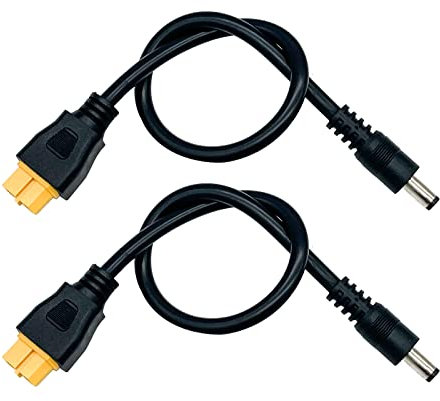 2Packs XT60 Adapterkabel XT60 Ladekabel XT60 Weiblicher Kugelanschluss zum männlichen DC 5.5mm X 2.1mm Netzkabel für Fatshark Skyzone FPV Monitor Power