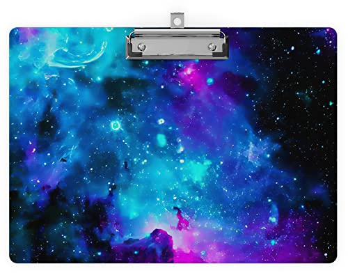 Klemmbrett, horizontales Holz mit Designs, A4, Buchstaben, Standardgröße, niedliche Klemmbretter mit niedrigem Profil-Klammer zum Zeichnen, Büro-Kunstbedarf – Nebula Galaxy (22,9 x 31,8 cm)