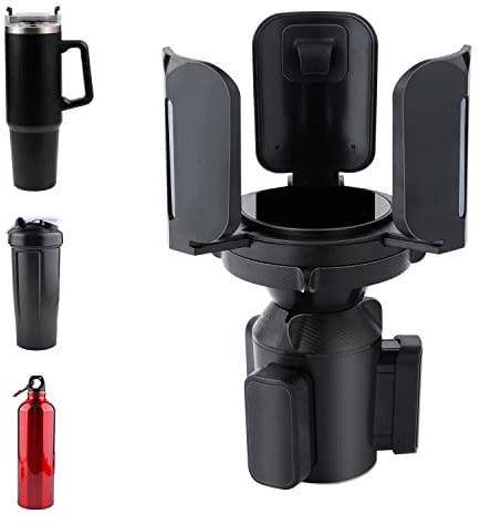 LUTER Cup Holder Expander for Car, Upgraded Expandable Car Adapter with Adjustable & Base, Matching Hydro Flask, YETI, Nalgene, YETI Rambler, Hold 2.5''-5.5'' Large Bottles Mugs, Black (A30002)