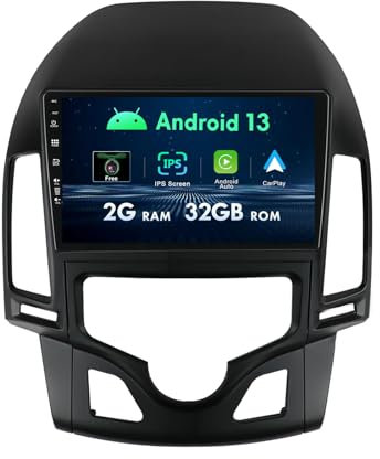 2+32G Radio Coche Android 14 para Hyundai I30 2006-2011 Pantalla Táctil 9 Pulgadas con navegación GPS/Carplay/Bluetooth/USB/WiFi/4G/MirrorLink/SWC/AUX/FM/RDS Soporte Dab+