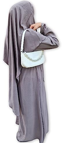 Yaqeen Abaya + Khimar Diamant Diamant Dreieck Schnitt Set Lange Hijab Muslimah Schal Jilbab Muslim Maxi Kleid Gebet Kleid, taupe