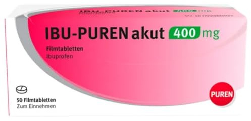 IBU-PUREN akut 400 mg 50 Schmerztabletten - schnelle Schmerzlinderung, wirksam bei Kopf- und Zahnschmerzen, Fiebersenkend, für Erwachsene und Jugendliche ab 12 Jahren