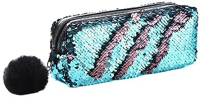 ISAKEN Federmäppchen Mädchen Kinder Glitzer Pailletten Federmappe Stifte Marker Kugelschreiber Reißverschluss Federmappe Kosmetiktasche Pencil Case für Mädchen Frauen Schüler Schule Bürobedarf