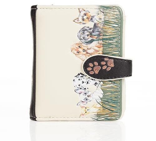 Shagwear Damen Geldbeutel Mädchen Geldbörse Klein Kurzformat Frauen Portemonnaie PU Leder - 7 Kartenfächer mit Münzfach und RFID-Schutz mit stilvollen Fantasie Designs - Puppy