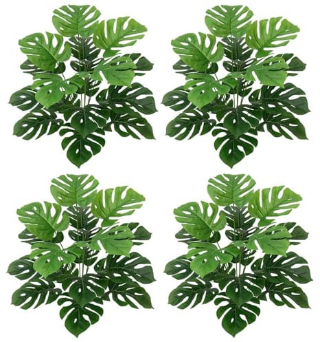 Avoik 4 Stücke Künstliche Monstera Kunstpflanze Palme Seidenpflanze Real Touch Grünpflanze 55cm Kunstpflanzen Pflanzen Zimmerpflanze Künstliche Pflanzen Deko Badezimmer Wohnzimmer Schlafzimmer