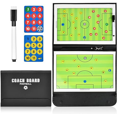 flintronic Taktiktafel Fußball, Fußball Taktiktafel Klappbar Trainermappe, Fußball Taktikmappe, Fussball Coach Board mit Magneten, Faltbares Taktikboard Fussball mit Marker Stift