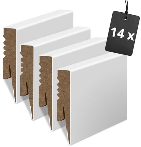 Golddoor Ensemble de 14 Plinthes MDF Lisses - Élégance et Simplicité, Hauteur 10 cm pour Intérieurs Chics
