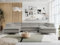 MKS MEBLE Sofa U-Form Grau, Wohnlandschaft U-Form, Sofa mit Schlaffunktion und Bettkasten, Schlafsofa mit Bettkasten, Couch mit Verstellbare Kopfstützen - Peter U - Hellgrau Boucle