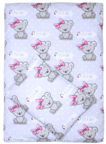 Kinderwagenset Baby Bettwäsche für Kinderwagen Bezüge Decke Kissen 2-4 tlg (Girl, 2 tlg)