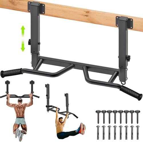 SELEWARE Klimzugststange Wand Klimmzugstange Wandmontage - Pull Up Bar Multifunktionale Klimmzugstange Deckenmontage mit Multi-Winkel-Griff, robuste Stahlkonstruktion und Zubehörbefestigungsringe
